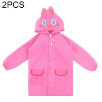 2 PCS Outdoor Cute Waterproof Kids Rain Coat Kids Animal Style(Pink)