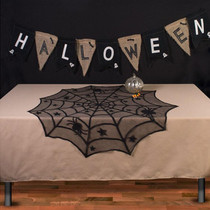 Halloween Party Black Lace Spider Web Tablecloth Decoration, Size:102x102CM