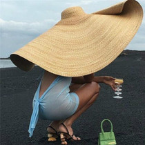 Oversized Fashion Straw Weaving Beach Sunshade Hat, Suitable for Head Circumference: 58-62cm