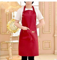 2 PCS Canvas Apron Milk Tea Coffee Shop Baking Restaurant Fashion Men and Women Overalls(Red)