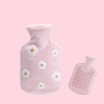 Cartoon Flowers Plush Hot Water Bottle Bag Injection Water Hand Warmer(Pink)