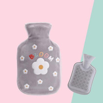 Cartoon Flowers Plush Hot Water Bottle Bag Injection Water Hand Warmer(Grey)