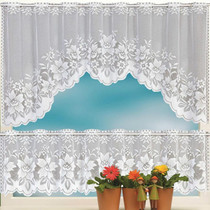 White Translucent Coffee Curtain Tulle Lace Sheer Warp Knitted Jacquard Curtains Bedroom Curtains, Size:Upper And Lower Curtain(JHM-04)