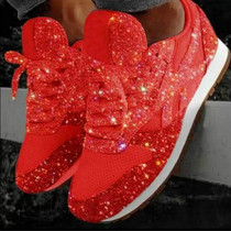 Autumn and Winter Sponge Sequins Breathable Platform Sports Shoes, Size:43(Red)