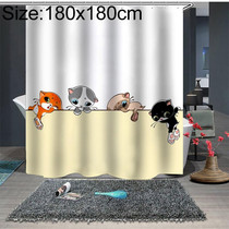 Funny Cat Series Shower Curtain Printing Polyester Waterproof Mildew Shower Curtain, Size:180x180cm(GJRX-383)