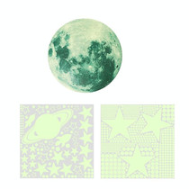 2 Packs AFG3387 Moon Star Spaceship Luminous Wall Sticker, Specification: 1788PCS Green