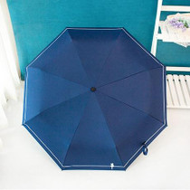 Small Fresh Forest Simple Sun and Rain Dual-use Sun Umbrella Sunscreen UV Protection Black Plastic Umbrella, Style:Manual(Blue)