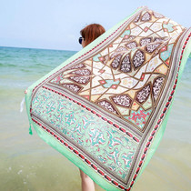 Summer Cotton and Linen Ethnic Travel Silk Scarf Sunscreen Big Shawl Ladies Beach Towel, Size:180 x 100cm(Sacred Totem)