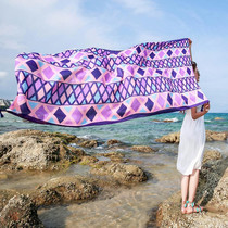 Summer Cotton and Linen Ethnic Travel Silk Scarf Sunscreen Big Shawl Ladies Beach Towel, Size:180 x 100cm(Purple Triangle)
