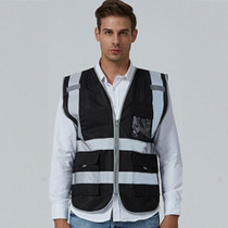 Multi-pockets Safety Vest Reflective Workwear Clothing, Size:M-Chest 112cm(Black)