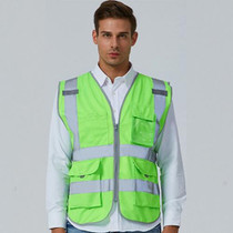 Multi-pockets Safety Vest Reflective Workwear Clothing, Size:XXL-Chest 130cm(Green)