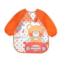 Baby Bibs Waterproof Long Sleeve Apron, Size:One Size(Orange Bear)