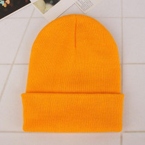 Simple Solid Color Warm Pullover Knit Cap for Men / Women(Yellow)