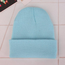 Simple Solid Color Warm Pullover Knit Cap for Men / Women(Light blue)