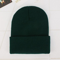 Simple Solid Color Warm Pullover Knit Cap for Men / Women(Blackish green)