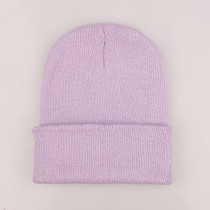 Simple Solid Color Warm Pullover Knit Cap for Men / Women(Light purple)