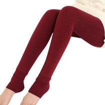 2 PCS Autumn and Winter Models Plus Velvet Thick Stepping Base Women Slim Slimming Warm Pants, Size:M(Red)