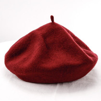 Women Wool Vintage Solid Color Berets Cap(Brick red)
