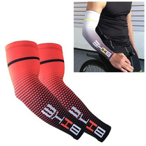 1 Pair Cool Men Cycling Running Bicycle UV Sun Protection Cuff Cover Protective Arm Sleeve Bike Sport Arm Warmers Sleeves, Size:L (Red)