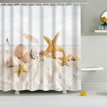 2 PCS Colorful Beach Conch Starfish Shell Polyester Washable Bath Shower Curtains, Size:120X180cm(Beach Shell)