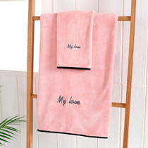 Soft And Thick Absorbent Fiber Bath Towel, Specification:Towel + Bath Towel(Pink)