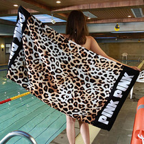 Printed Soft Bath Towel Adult Cotton Beach Pad Towel Size: 147x71cm(Coffee Leopard TL-19)