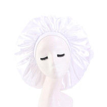 3 PCS TJM-405A Large Satin Round Hat Stretch Wide Brim Night Hat Chemotherapy Hat, Size: One Size(White)