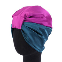 3 PCS TJM-433 Double Layer Elastic Headscarf Hat Silk Night Cap Hair Care Cap Chemotherapy Hat, Size:  M (56-58cm)(Peacock Blue Purple)