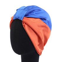 3 PCS TJM-433 Double Layer Elastic Headscarf Hat Silk Night Cap Hair Care Cap Chemotherapy Hat, Size:  M (56-58cm)(Royal Blue Orange)