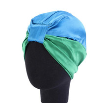 3 PCS TJM-433 Double Layer Elastic Headscarf Hat Silk Night Cap Hair Care Cap Chemotherapy Hat, Size:  M (56-58cm)(Blue-green)