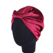 3 PCS TJM-433 Double Layer Elastic Headscarf Hat Silk Night Cap Hair Care Cap Chemotherapy Hat, Size:  M (56-58cm)(Wine Red)