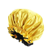 3 PCS TJM-443A Double-Layer Satin Big Lace Night Hat Round Hat Chemotherapy Hat, Size: One Size Adjustable(Yellow)