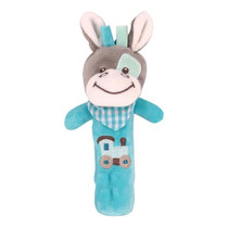 Cartoon Animal Hand Bell Rattle Interactive Toy Child Comfort Hand Grabbing Soft Plush Baby Toy(Blue Cow)