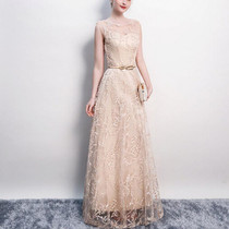 Banquet Lace Sleeveless  Long Party Formal Gown, Size:XXL(Champagne)