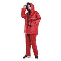 Thickened Labor Protection Reflective Raincoat Rain Pants Split Suit Adult Outdoor Oxford Cloth Riding Duty Raincoat, Size: 4XL(Red)