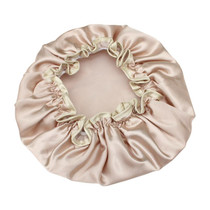 Lovely Thick Women Satin Colorful Double Waterproof Hair Cover Bathing Cap(Gold)