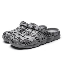 Spring And Summer Men EVA Casual Breathable Sandals Letter Beach Shoes Slippers, Size: 39(Gray)