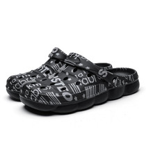 Spring And Summer Men EVA Casual Breathable Sandals Letter Beach Shoes Slippers, Size: 39(Black)