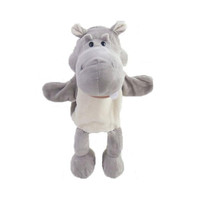 Toddler Cartoon Animal Plush Hand Puppet Toy Parent-Child Storytelling Props, Height: 30cm(Gray Hippo)