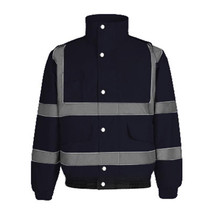 Winter Warm Waterproof Short Multi-pocket Reflective Cotton Jacket, Size: M(Navy Blue)
