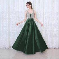 V-neck Sequin Dress Banquet Annual Evening Dress, Size:XL(Green)