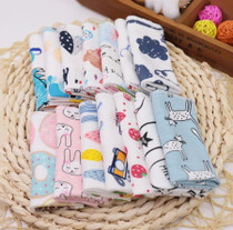 10 PCS Baby Cotton Saliva Handkerchief Cartoon Small Square Face Towel Color Random Delivery(Color Mixture)