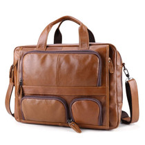 6477 17 Inch Men Laptop Bag Multi-Function Business Briefcase Messenger Bag(Brown)