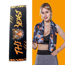 Gym Sports Cold Feeling Sweat-Absorbent Quick-Drying Cold Towel(Black Tiger)