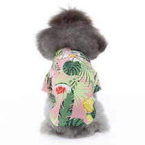 2 PCS Pet Beach Shirt Dog Print Spring And Summer Clothes, Size: XL(Pink)