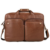 9914 Large-Capacity Men Laptop Bag One-Shoulder Business Briefcase(Brown)