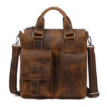 B259 Retro Business Men Bag Vertical Portable Briefcase Messenger Bag, Size: 34x33x6cm(Brown)