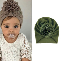 5 PCS Baby Sun Flower Hedging Cap Solid Color Turban Hat, Size: One Size(Army Green)