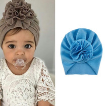 5 PCS Baby Sun Flower Hedging Cap Solid Color Turban Hat, Size: One Size(Light Blue)