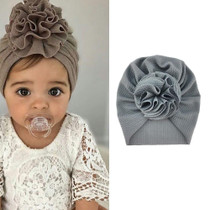 5 PCS Baby Sun Flower Hedging Cap Solid Color Turban Hat, Size: One Size(Gray)